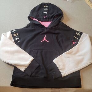 Jordan Girl Black White Pink Hoodie Sweater Size M 10- 12 Years